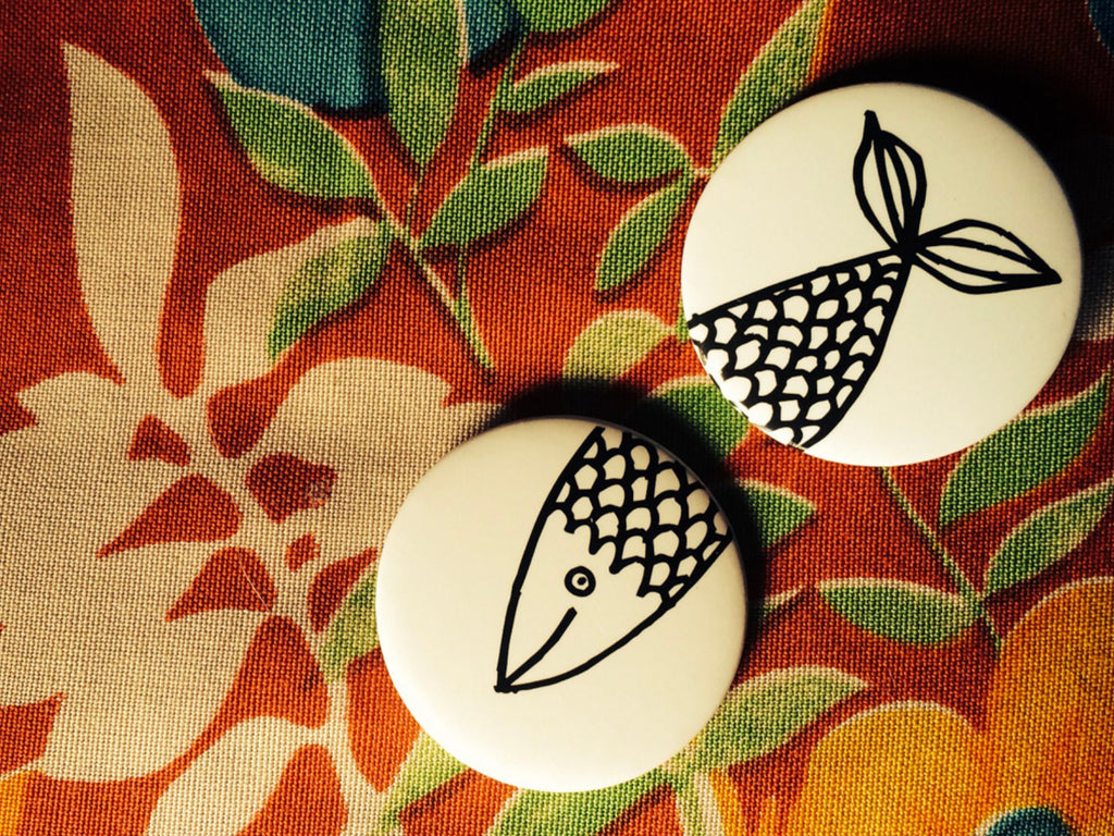 Friendship Fish Badge Set - Interlocking Pair for Best Friends | Funny Badge Gift