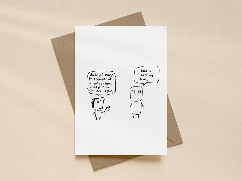 Daddy Tissue Paper Flower Card | Funny Greeting Card for Dad