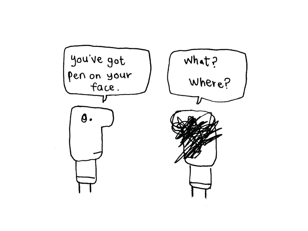 Pen on Face What Where Card