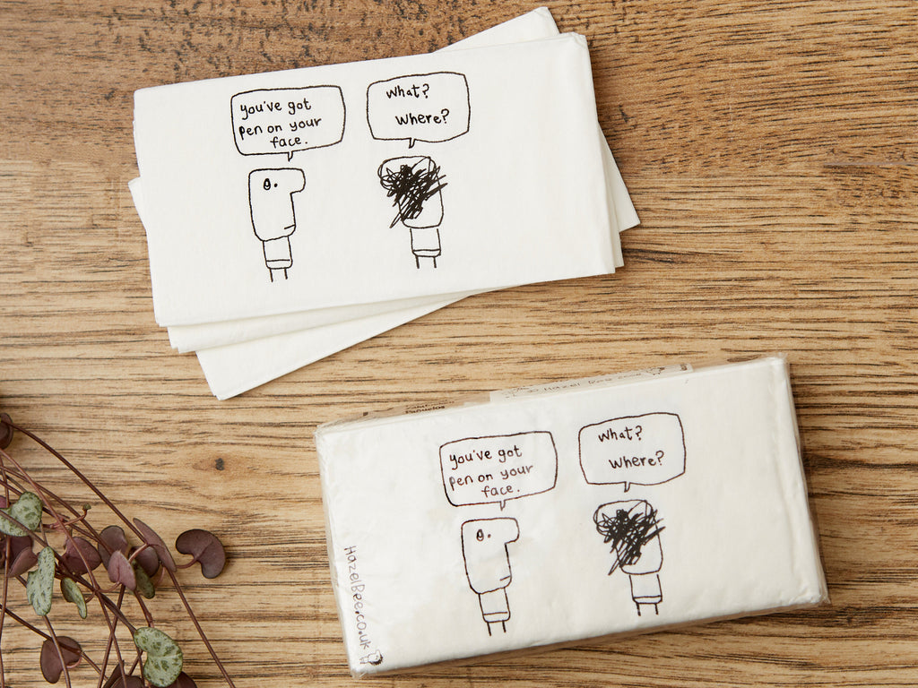 Pen on Face Pocket Tissue Pack | Funny Gift for Friend