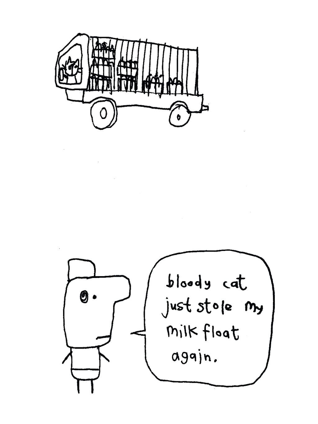 Stolen Milk Float Cat Card