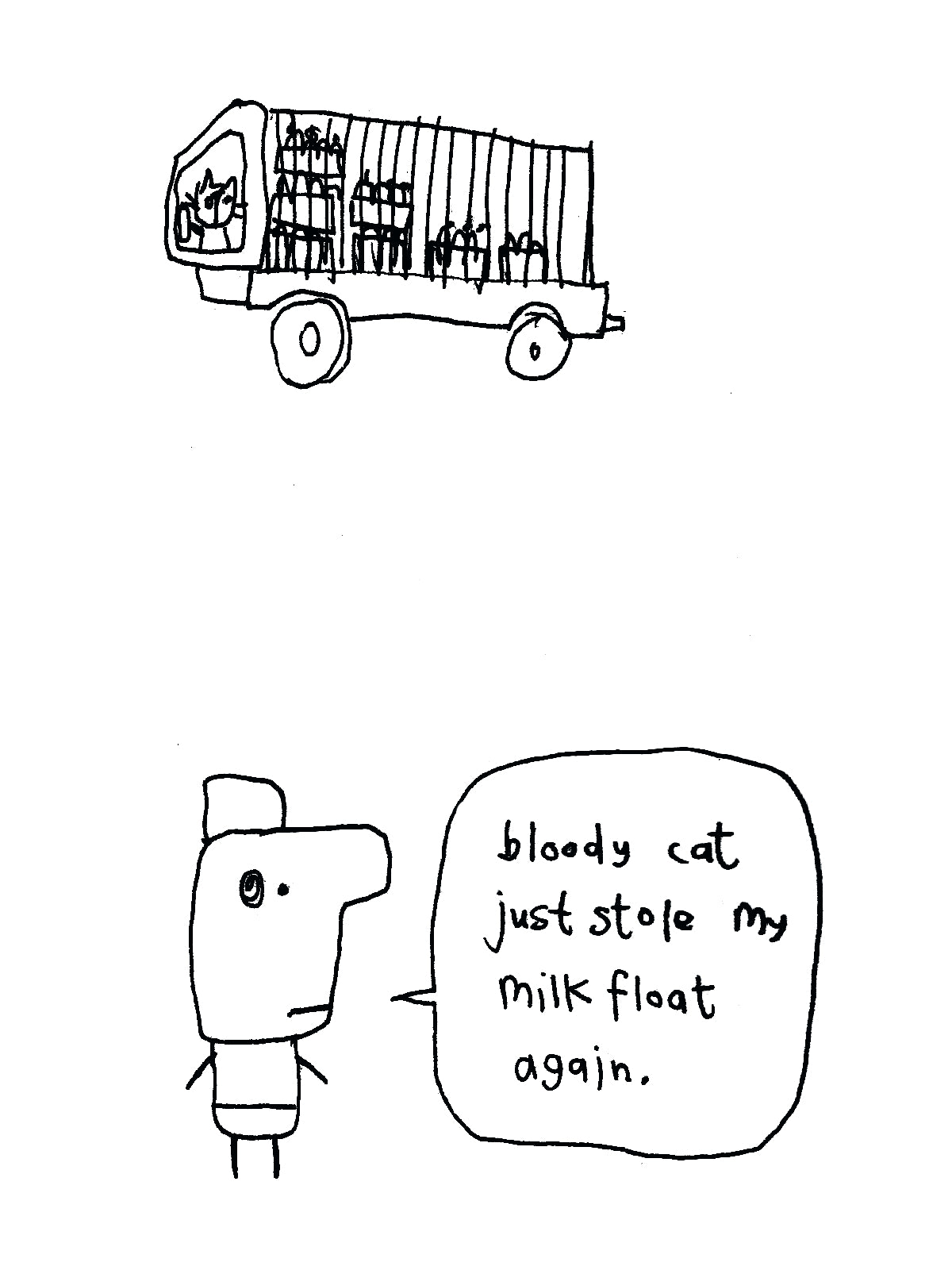 Stolen Milk Float Cat Card