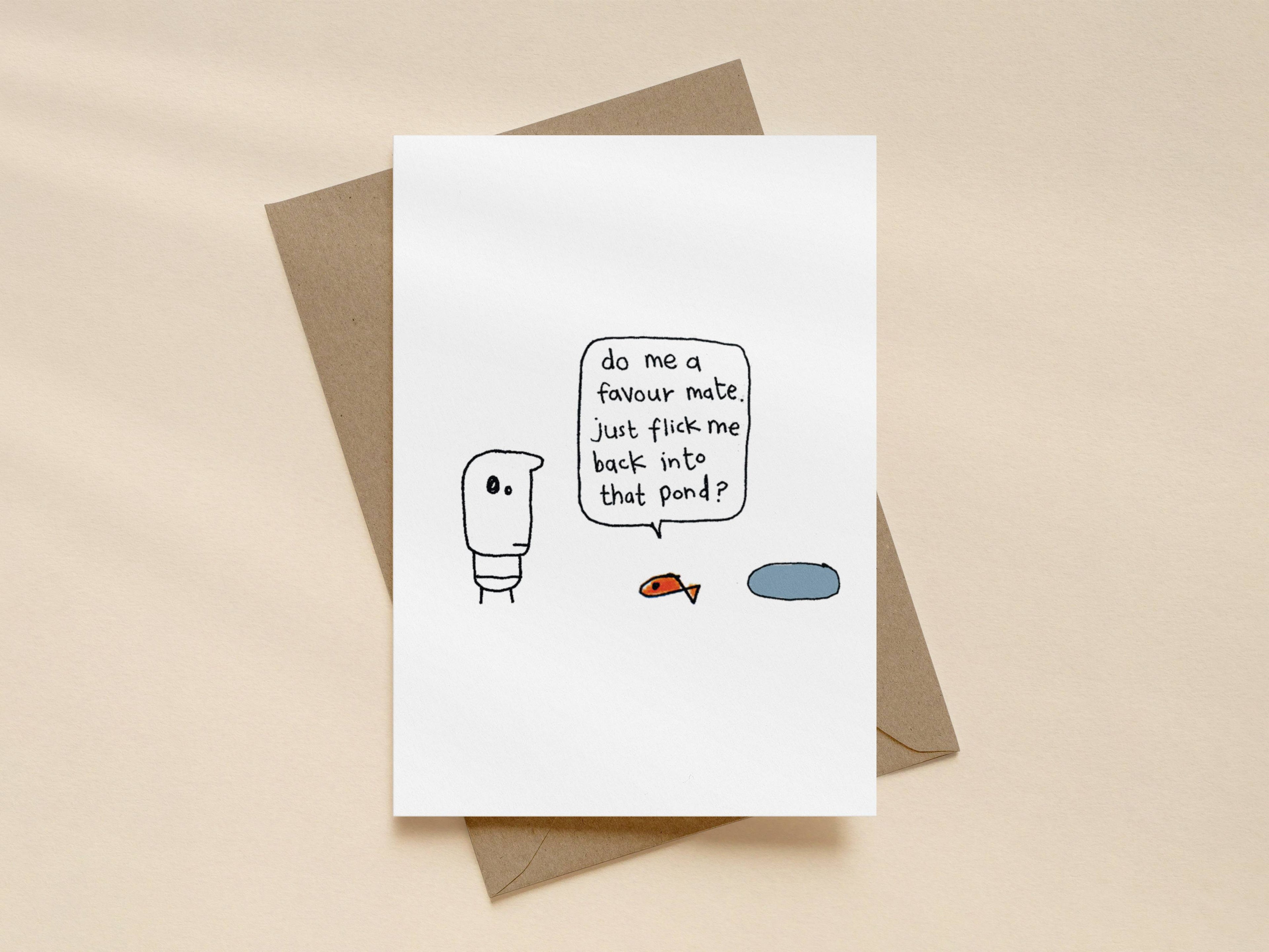 Fish Pond Favour Card | Funny Thank You Card for Friend