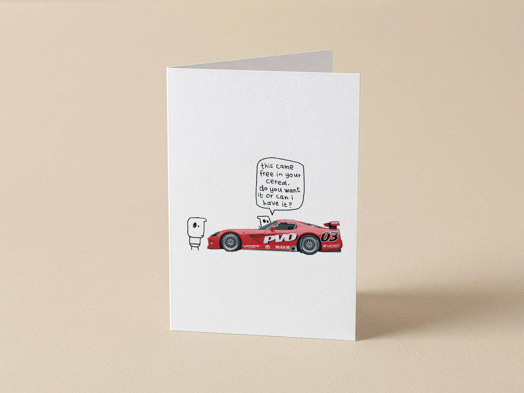 Red Car Cereal Prize Card | Funny Birthday Card for Friends
