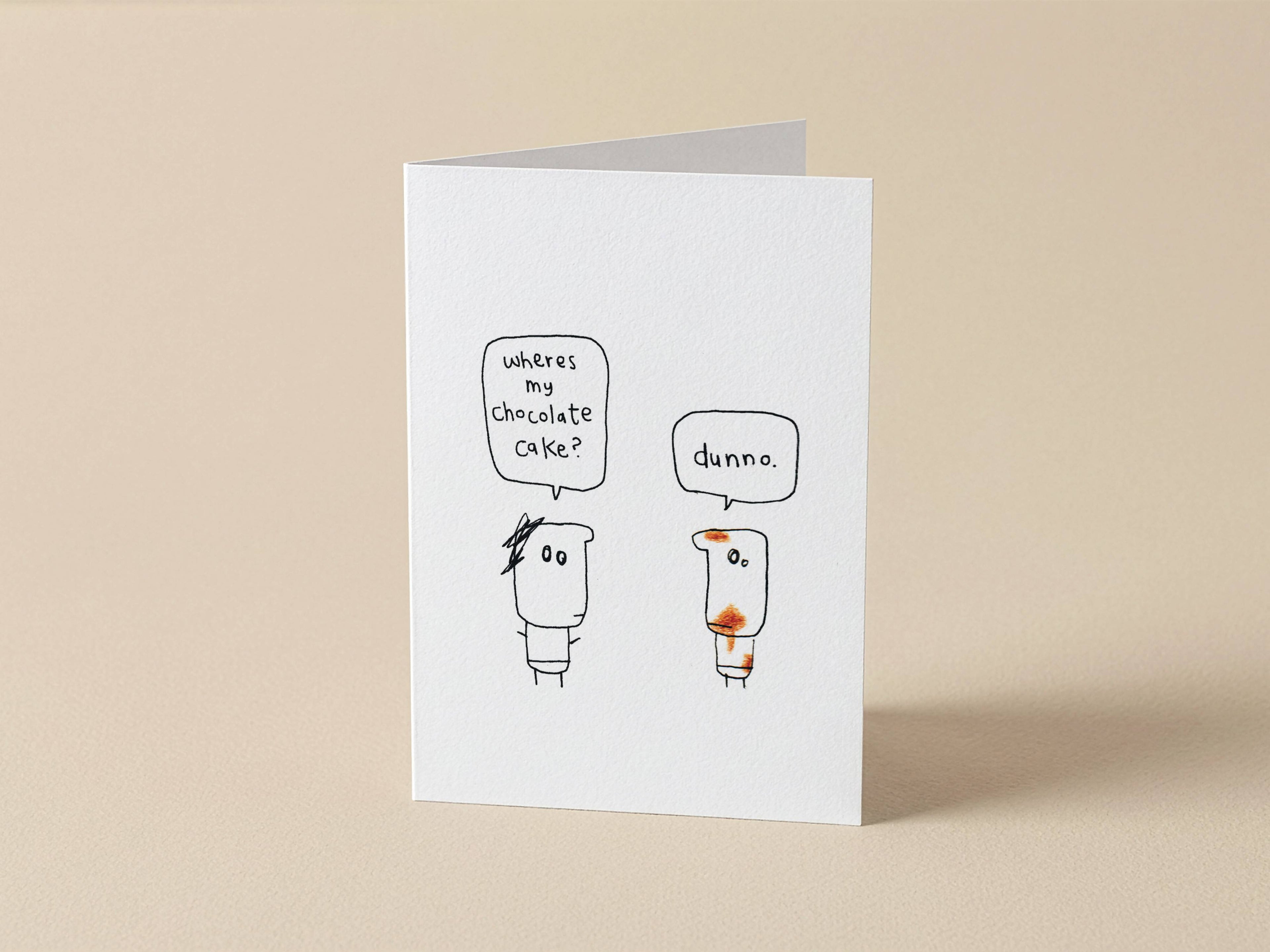 Stolen Chocolate Cake on Face Card | Funny Greeting Card for Friend