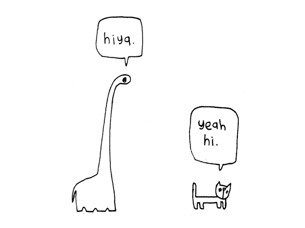 Dinosaur Greeting Cat Hello Card | Funny Greeting Card for Friend