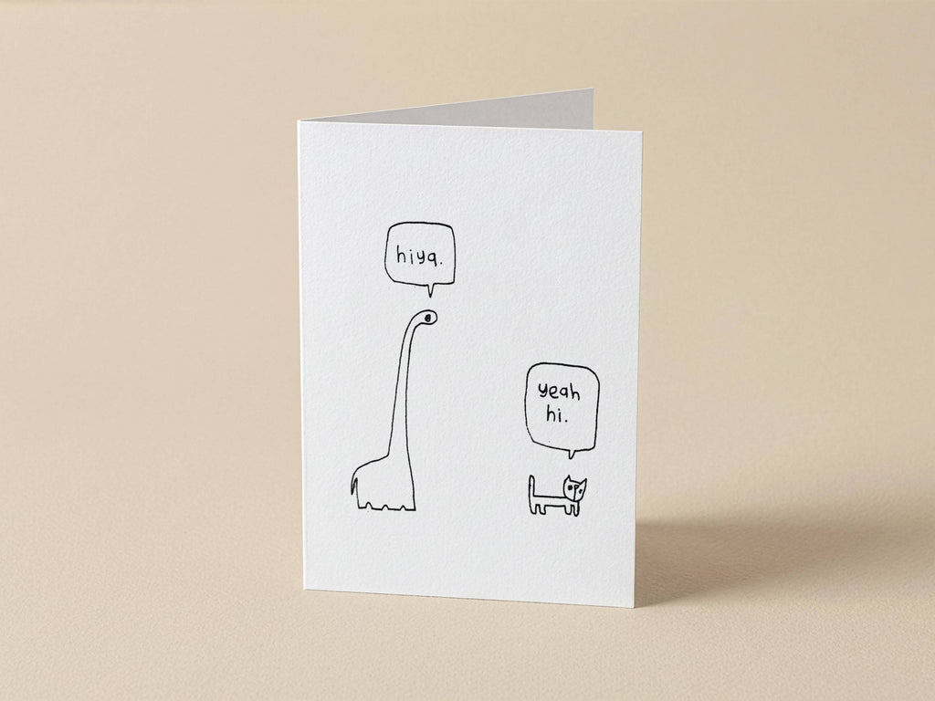Dinosaur Greeting Cat Hello Card | Funny Greeting Card for Friend