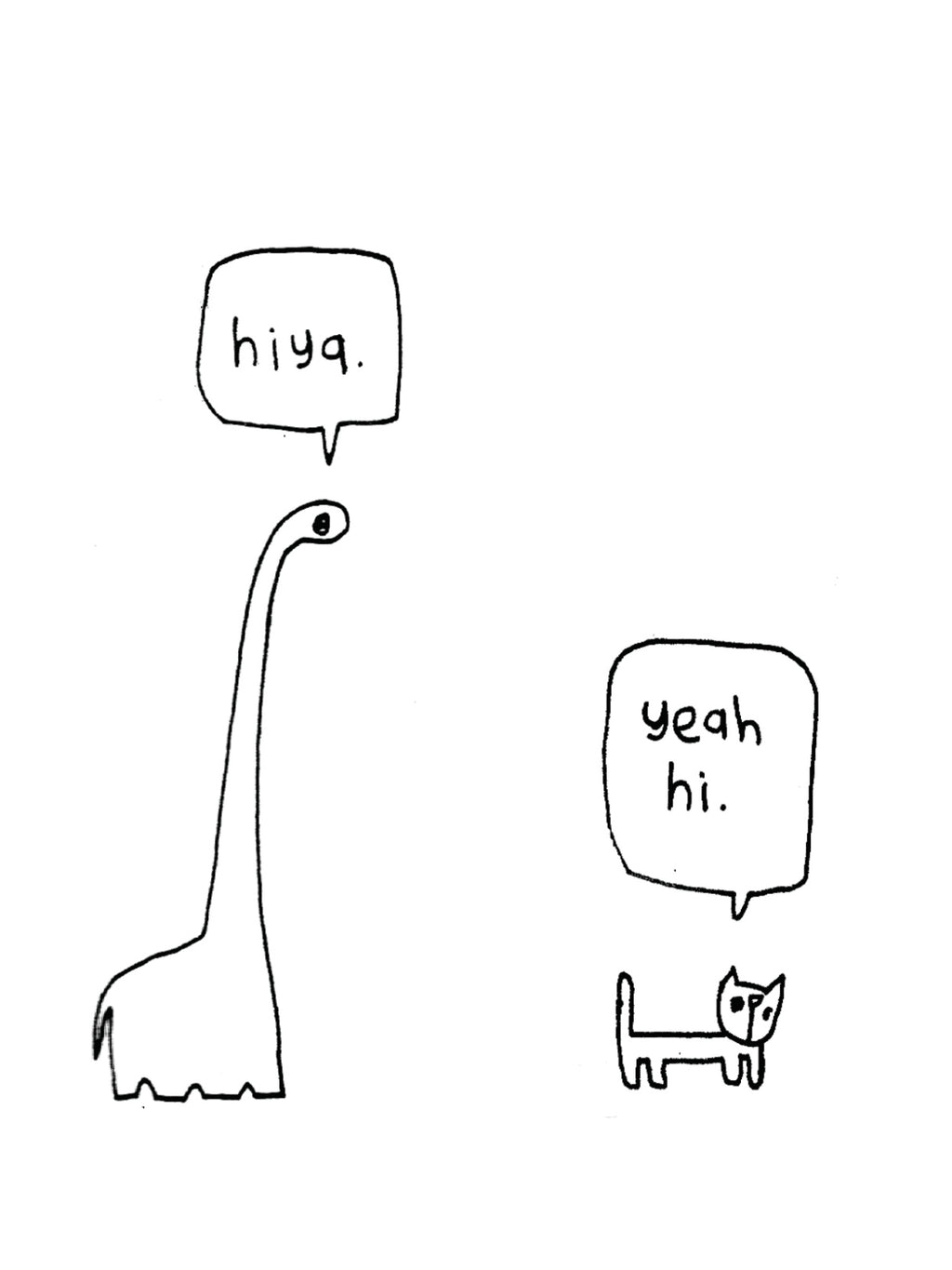 Dinosaur Greeting Cat Hello Card