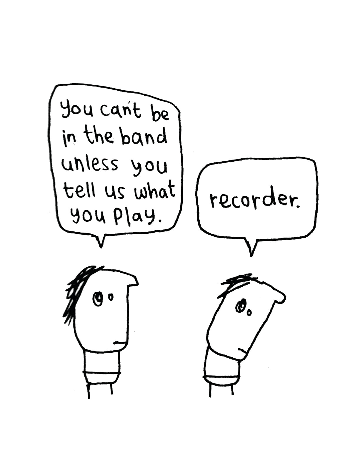 Recorder Be in the Band Music Card