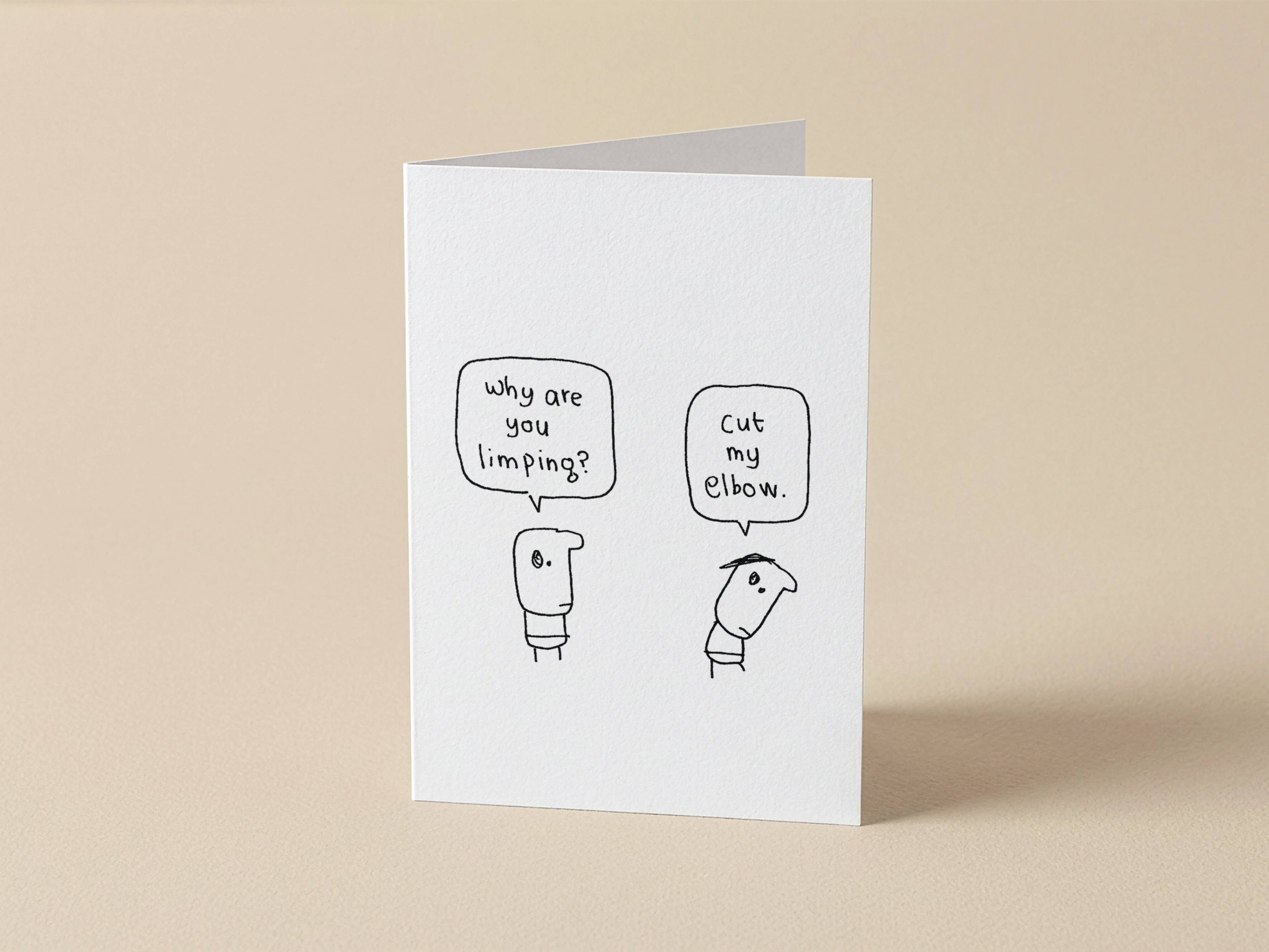 Cut My Elbow Card | Get Well Soon Card for Friend