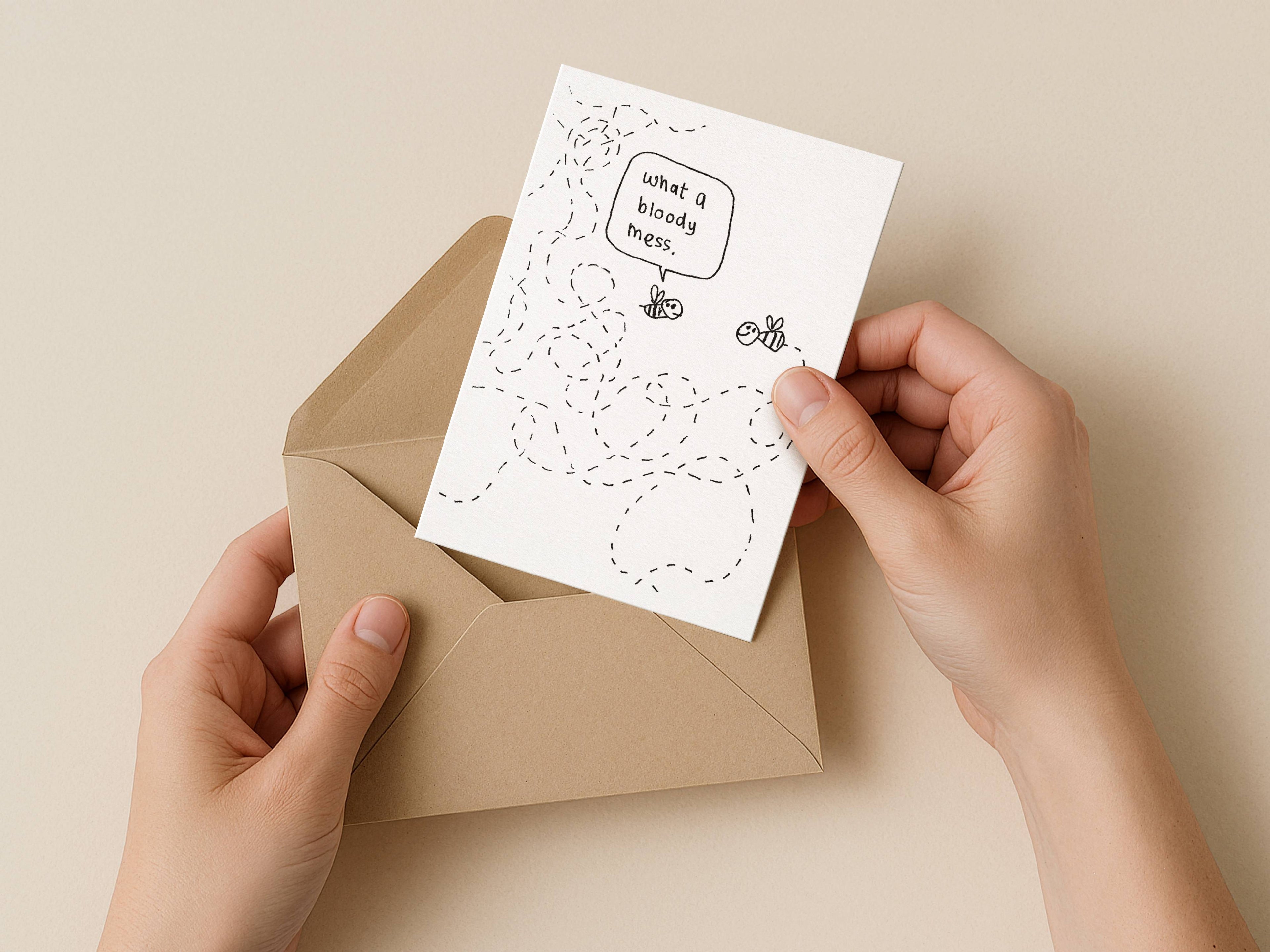 Messy Bee Trail Card | Funny Greeting Card for Friend or Family