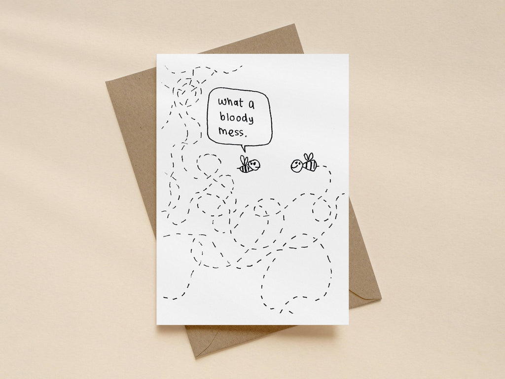 Messy Bee Trail Card | Funny Greeting Card for Friend or Family