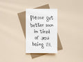 Funny Irreverent Card | Get Well Soon Card for Friend