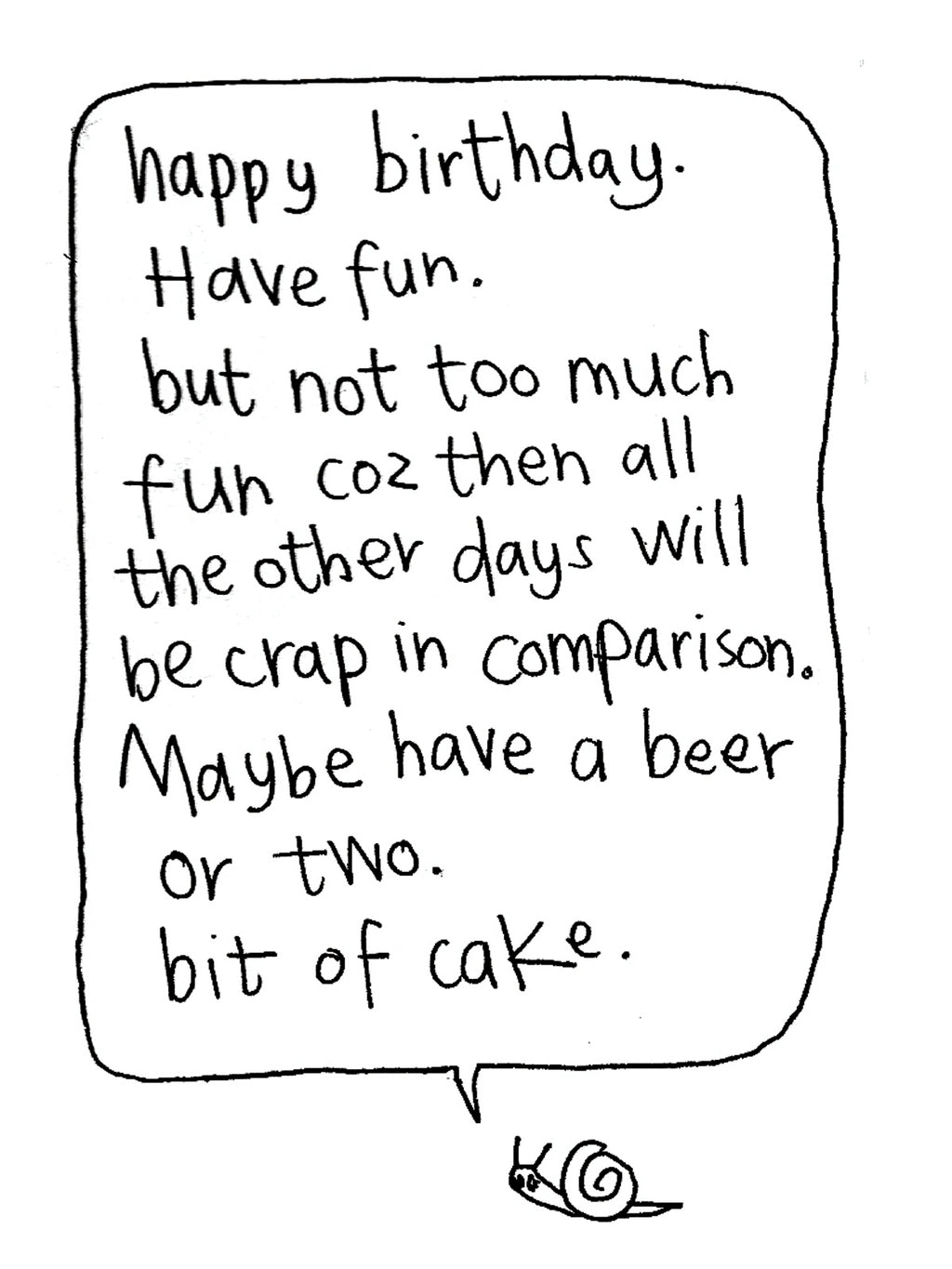 Cake Snail Beers Happy Birthday Card