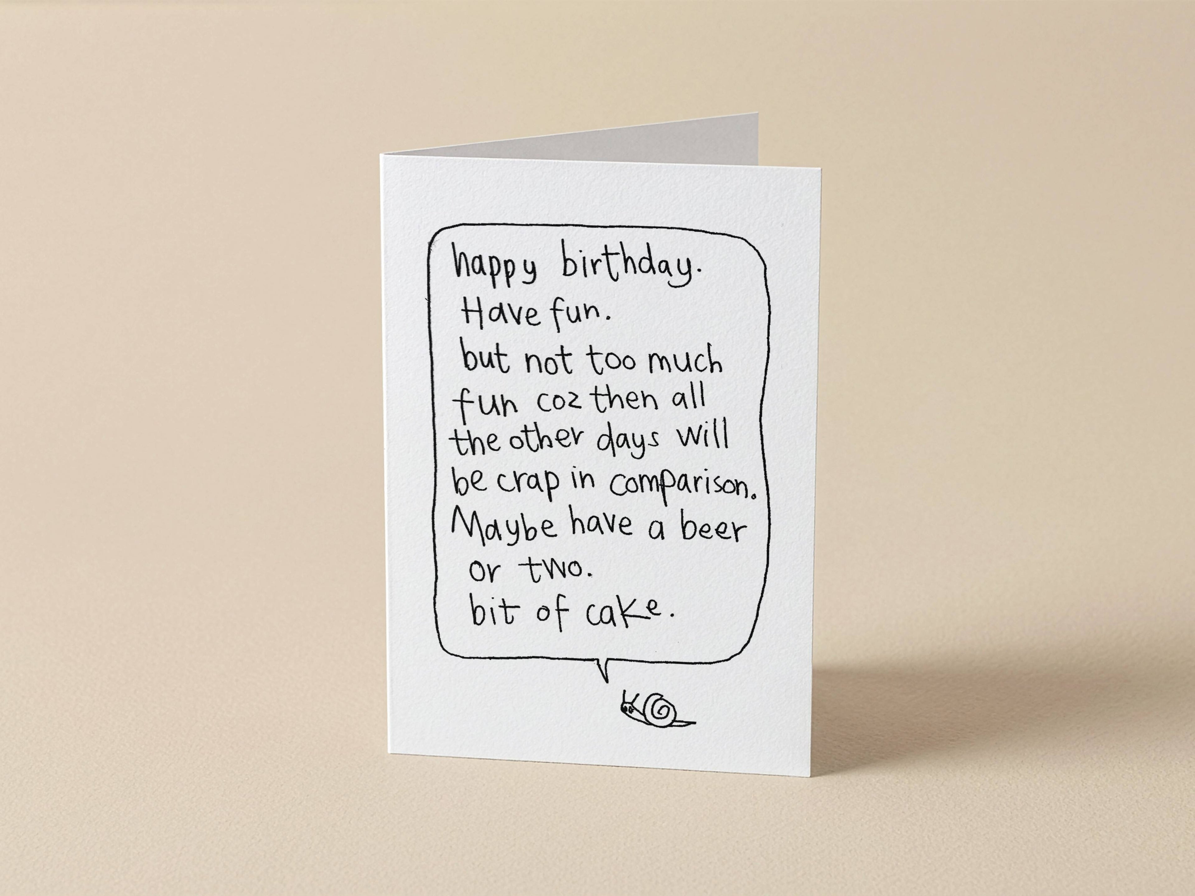Cake Snail Beers Happy Birthday Card | Funny Birthday Card for Friend