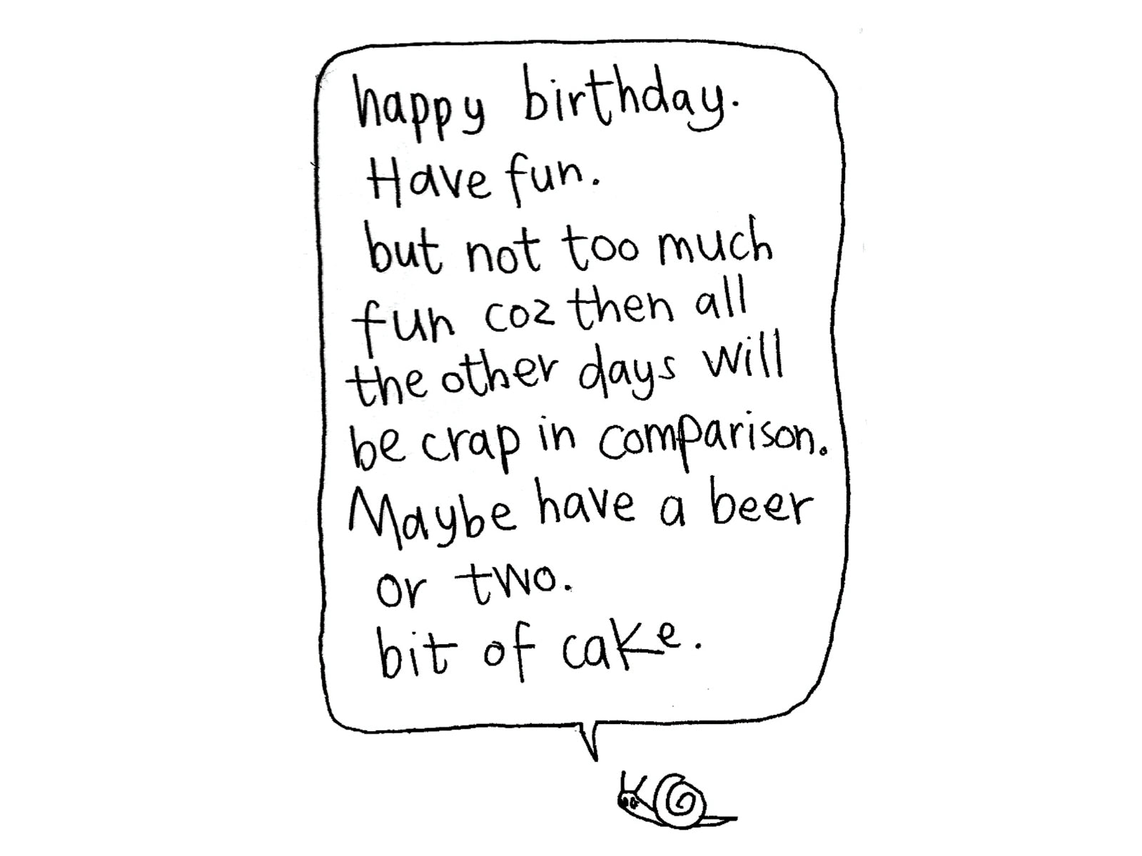 Cake Snail Beers Happy Birthday Card