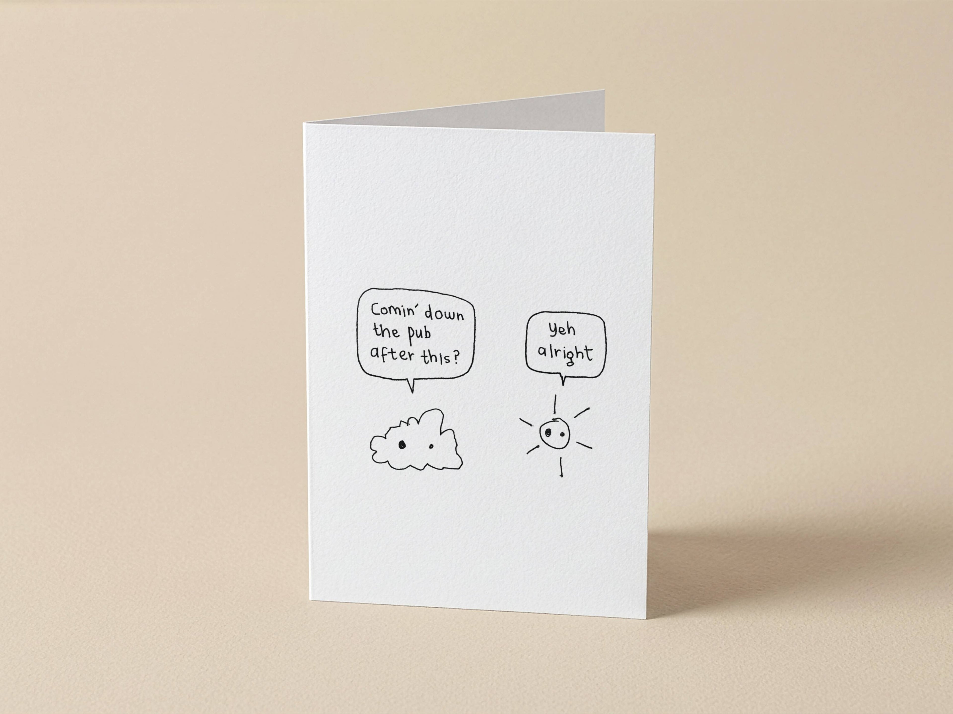 Sun and Cloud Pub Card | Funny Greeting Card for Friend