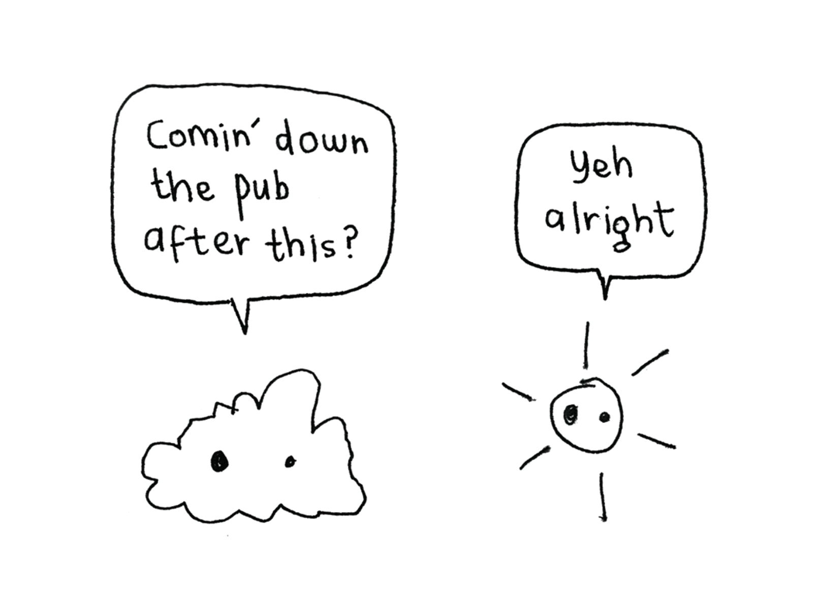 Sun and Cloud Pub Card | Funny Greeting Card for Friend