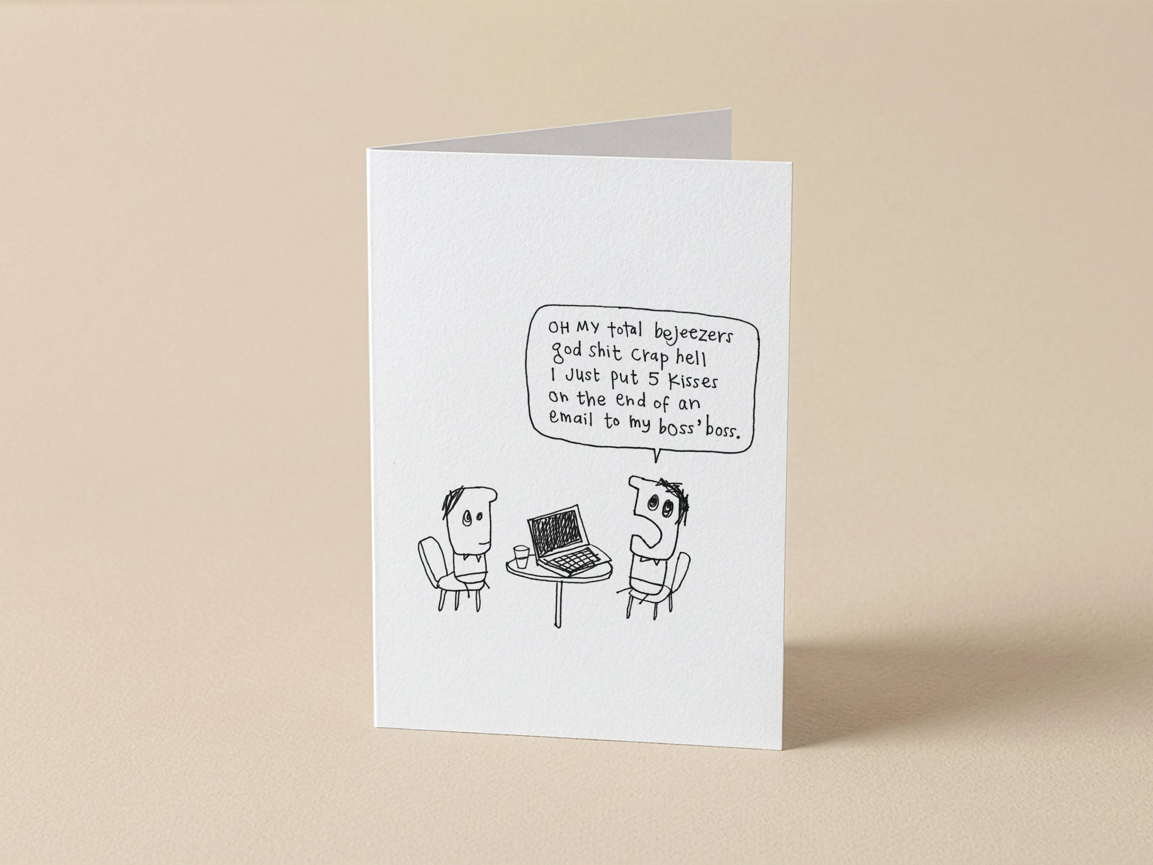 Accidental Kisses to Boss Card | Funny Greeting Card for Work Colleague