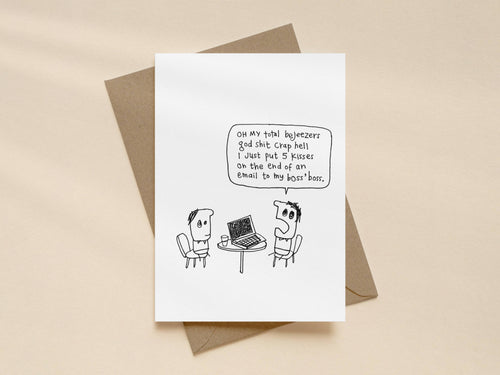 Accidental Kisses to Boss Card | Funny Greeting Card for Work Colleague