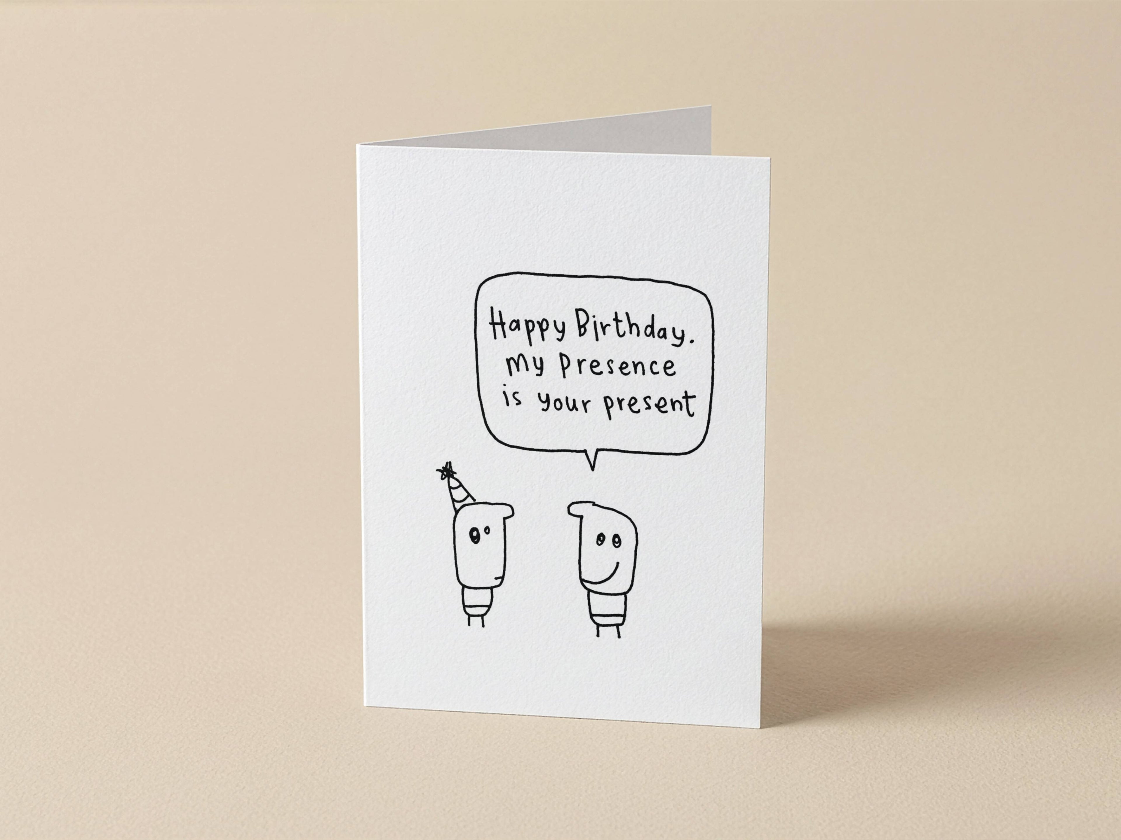 Happy Birthday Presence Present Card | Funny Birthday Card for Friend