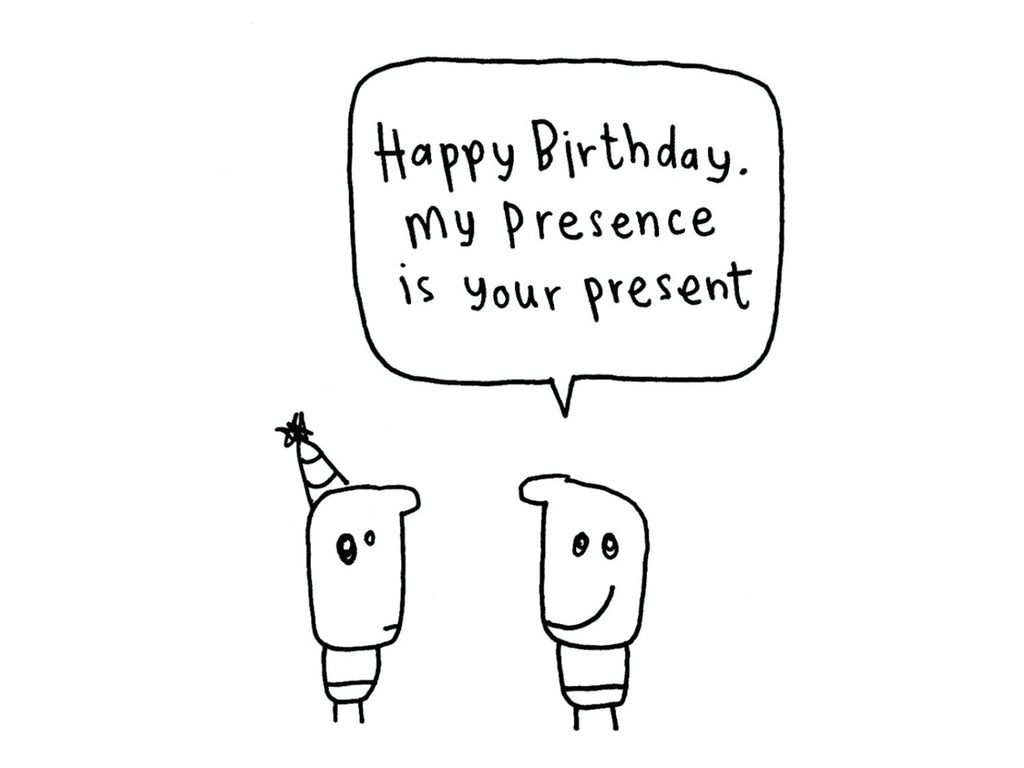Happy Birthday Presence Present Card | Funny Birthday Card for Friend