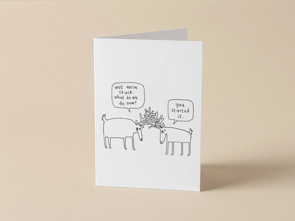 Stuck Deer Antler Card | Funny Greeting Card for Partner or Friend