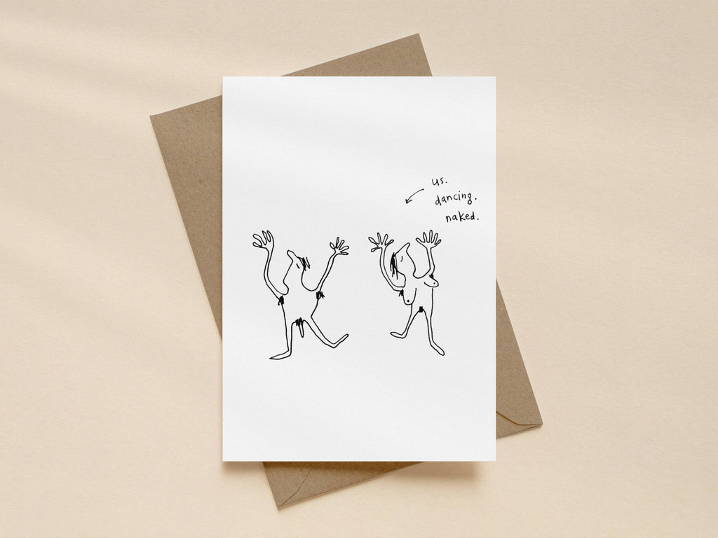 Dancing Naked Couple Card | Funny Greeting Card for Partner