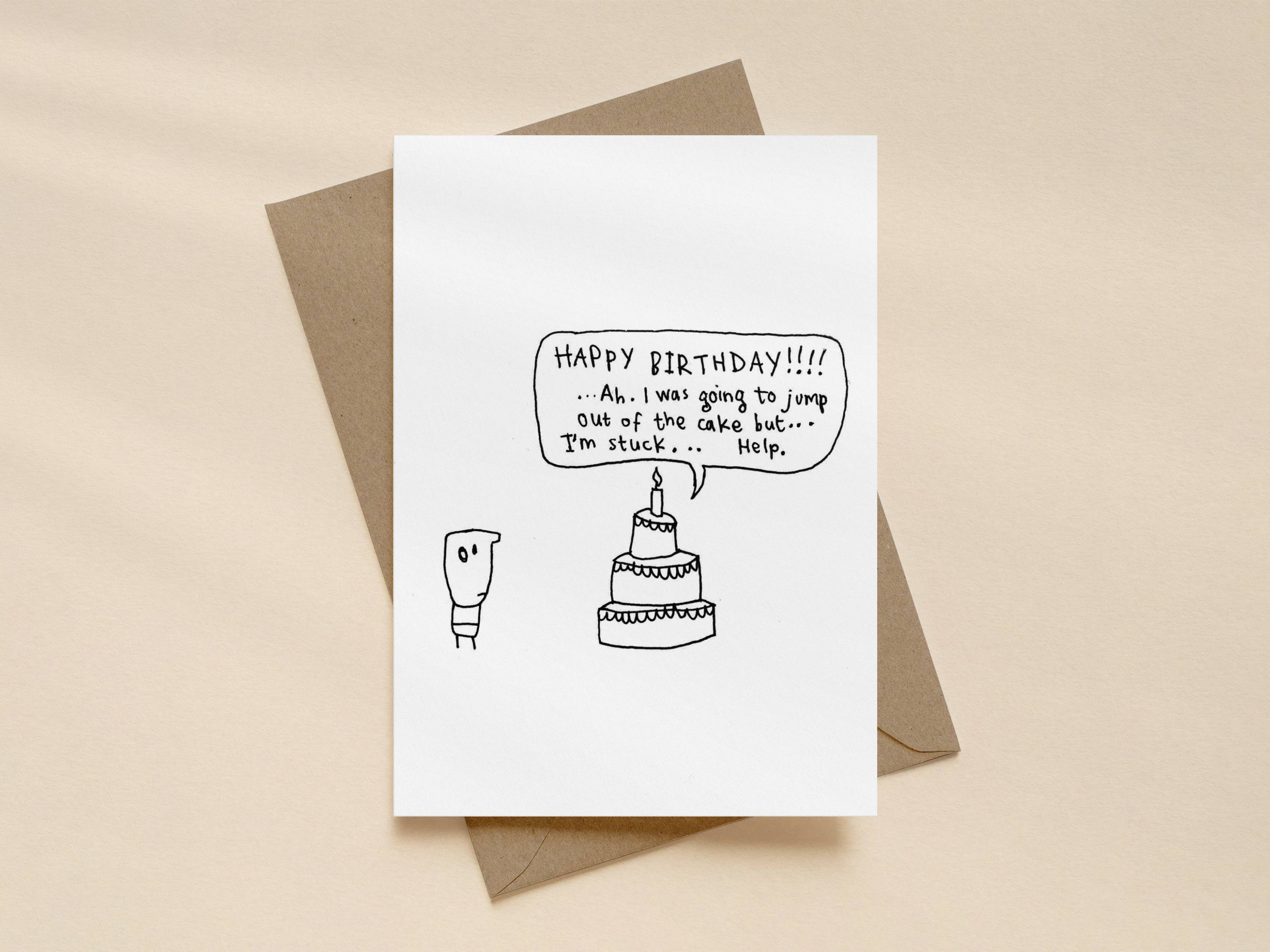 Surprise Cake Fail Card | Funny Birthday Card for Friends