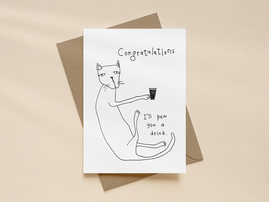 Paw You a Drink Congratulations Card | Funny Congratulations Card for Friend
