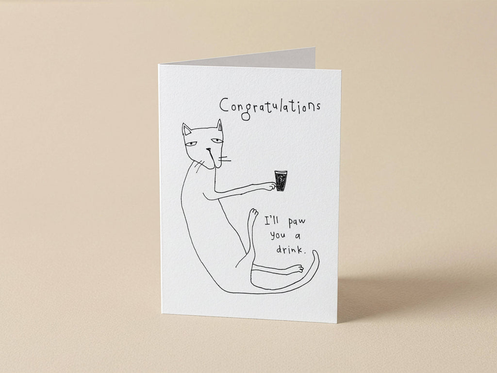 Paw You a Drink Congratulations Card | Funny Congratulations Card for Friend