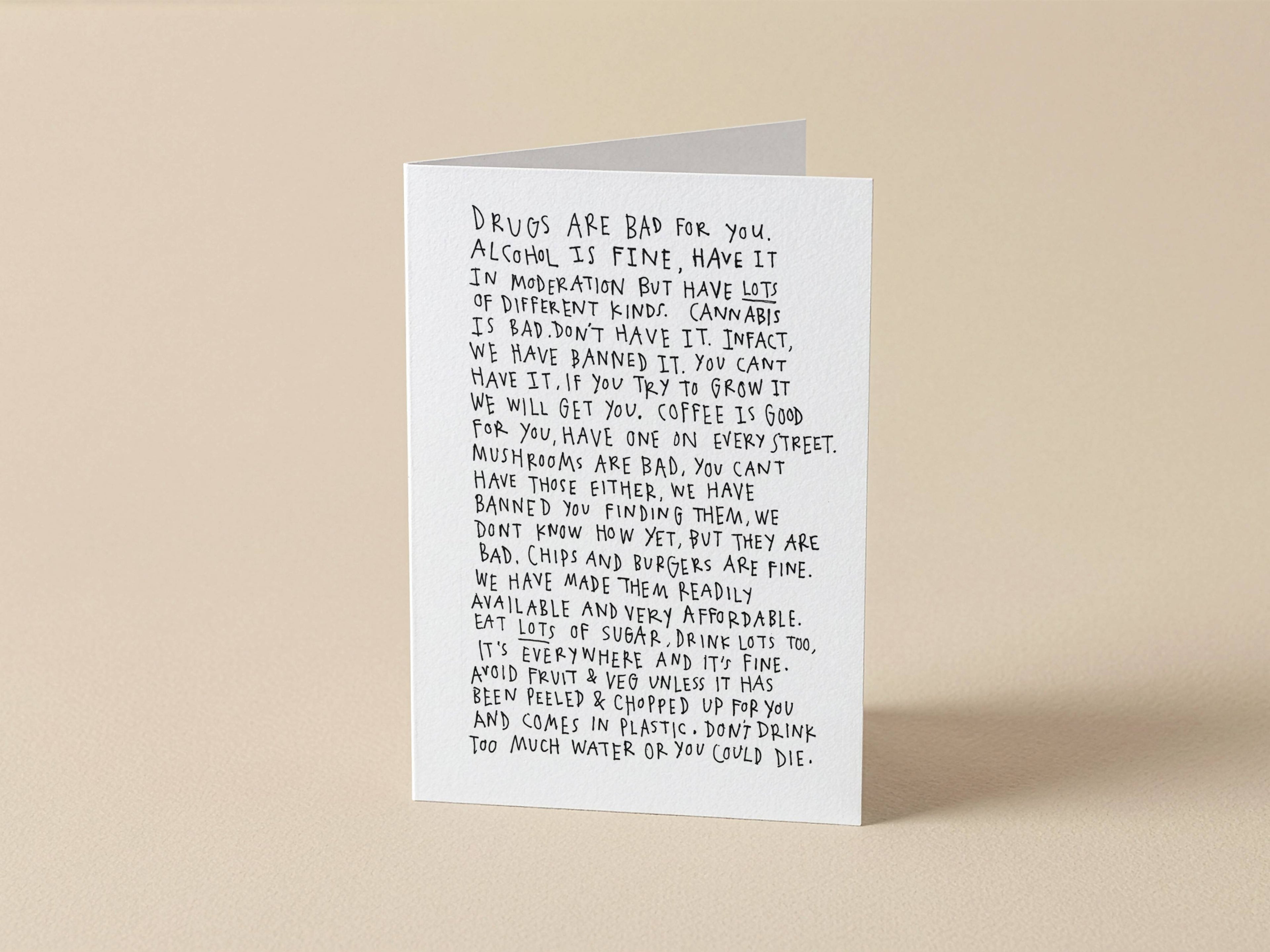 Drugs Are Bad Card | Funny Greeting Card for Friend