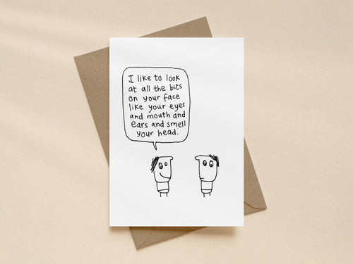 All The Bits On Your Face Love Card | Valentines Card for Partner