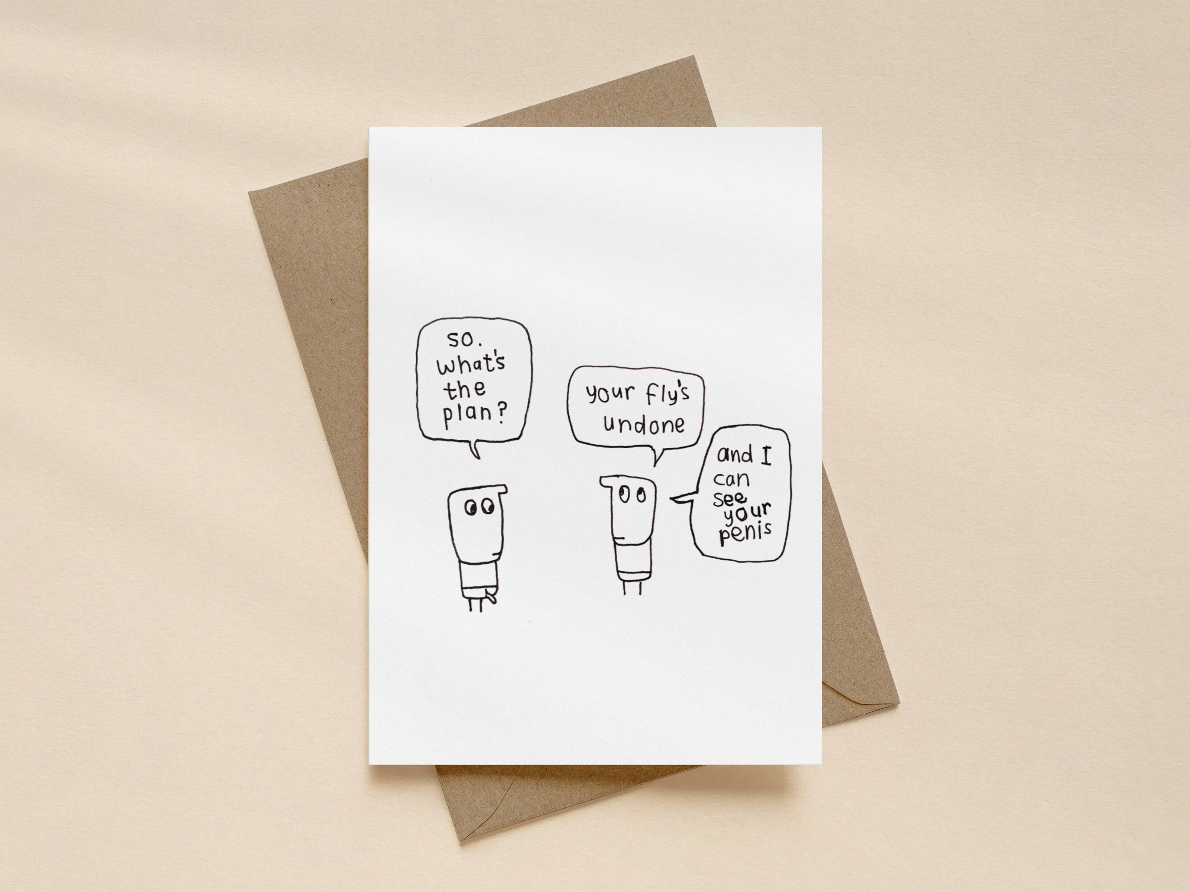 Your Fly's Undone Penis Card for Work Colleague | Funny Greeting Card