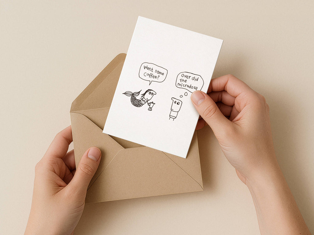 Micro-dose Mermaid Coffee Card | Funny Greeting Card for Friend