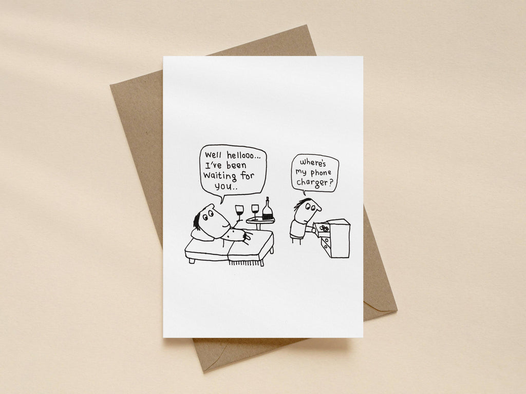 Phone Charger Card | Funny Greeting Card for Wife