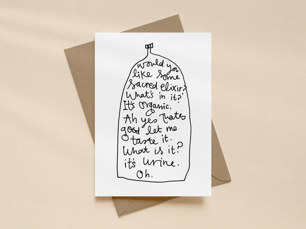 Sacred Elixir Urine Card | Funny Greeting Card for Friend
