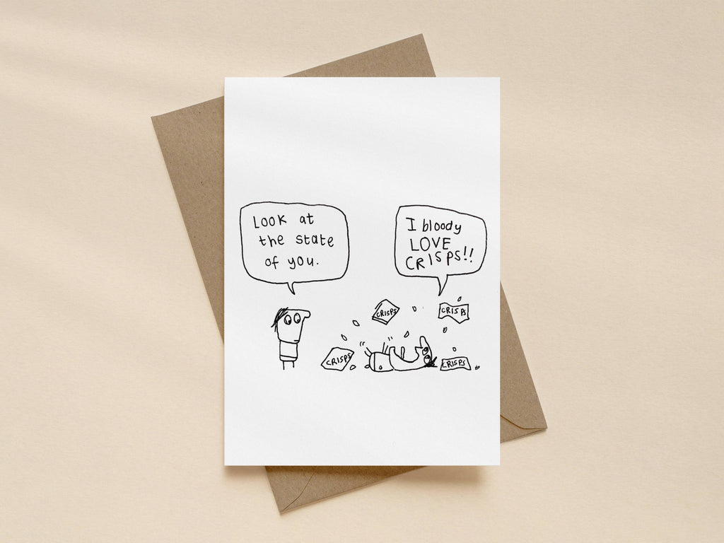 I Love Crisps Card | Funny Greeting Card for Friend