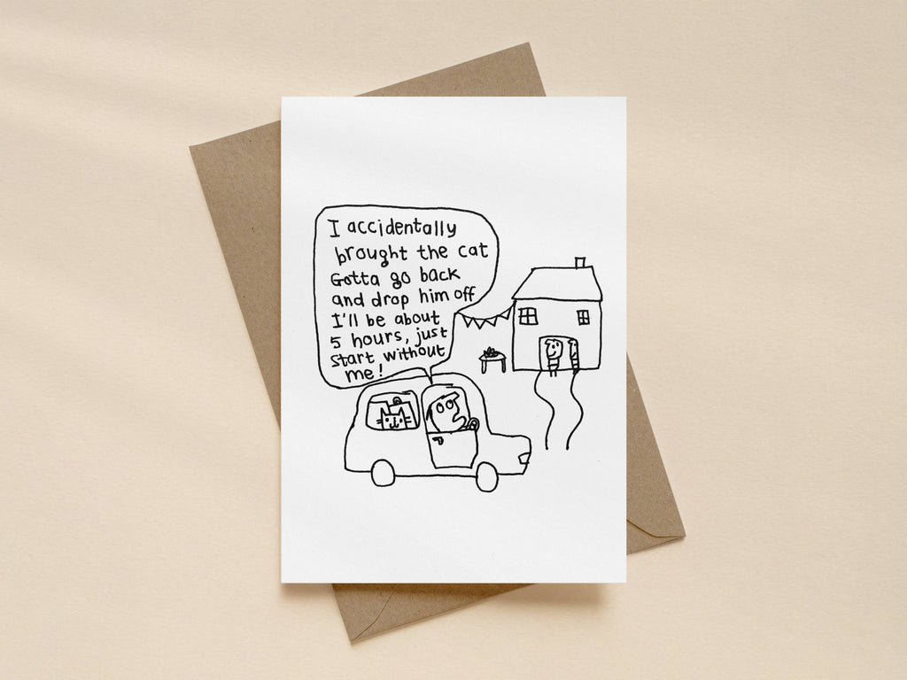 Brought The Cat to the Party Card | Funny Greeting Card for Friend