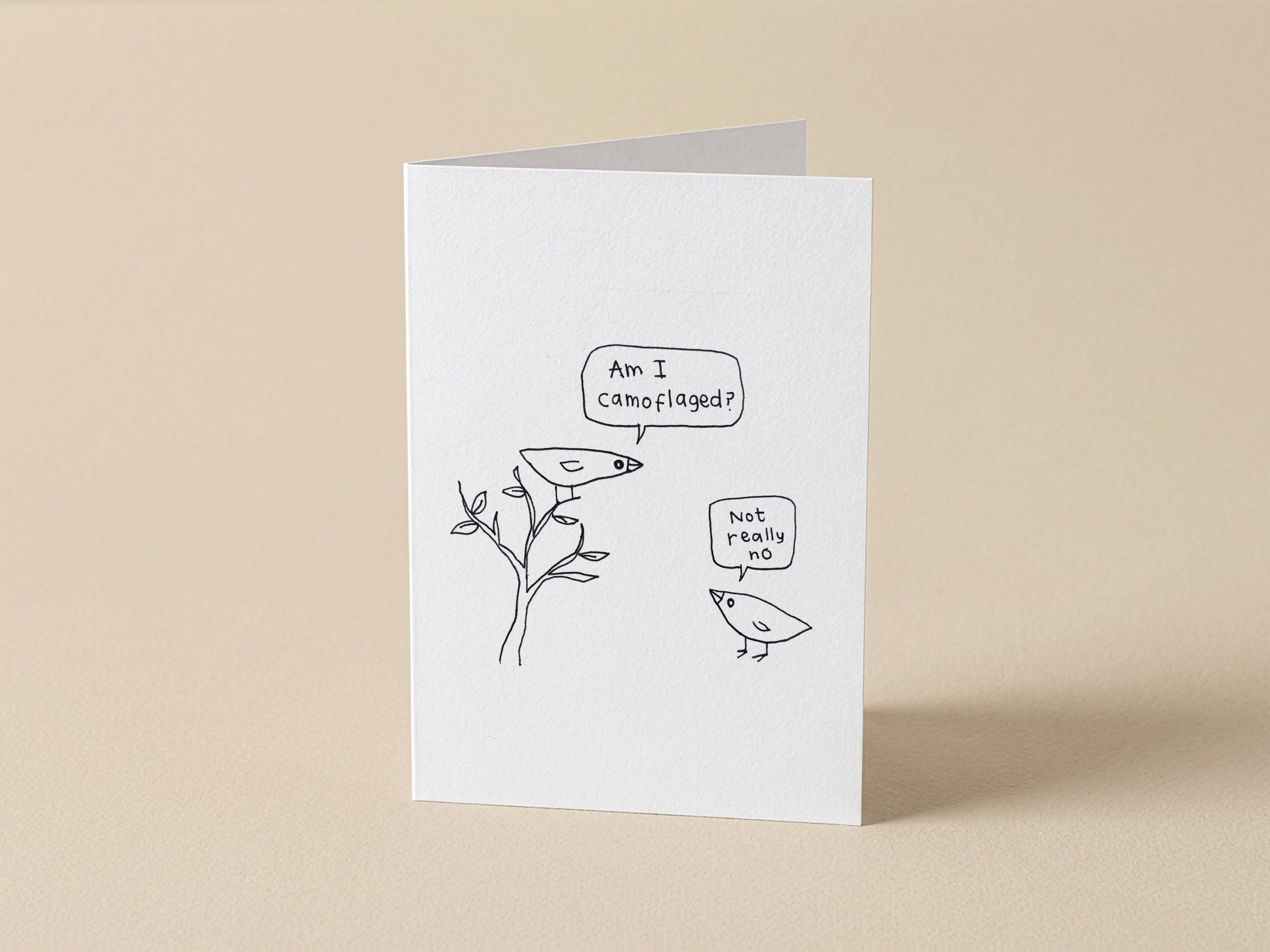 Camouflaged Tree Bird Card | Funny Greeting Card for Friend