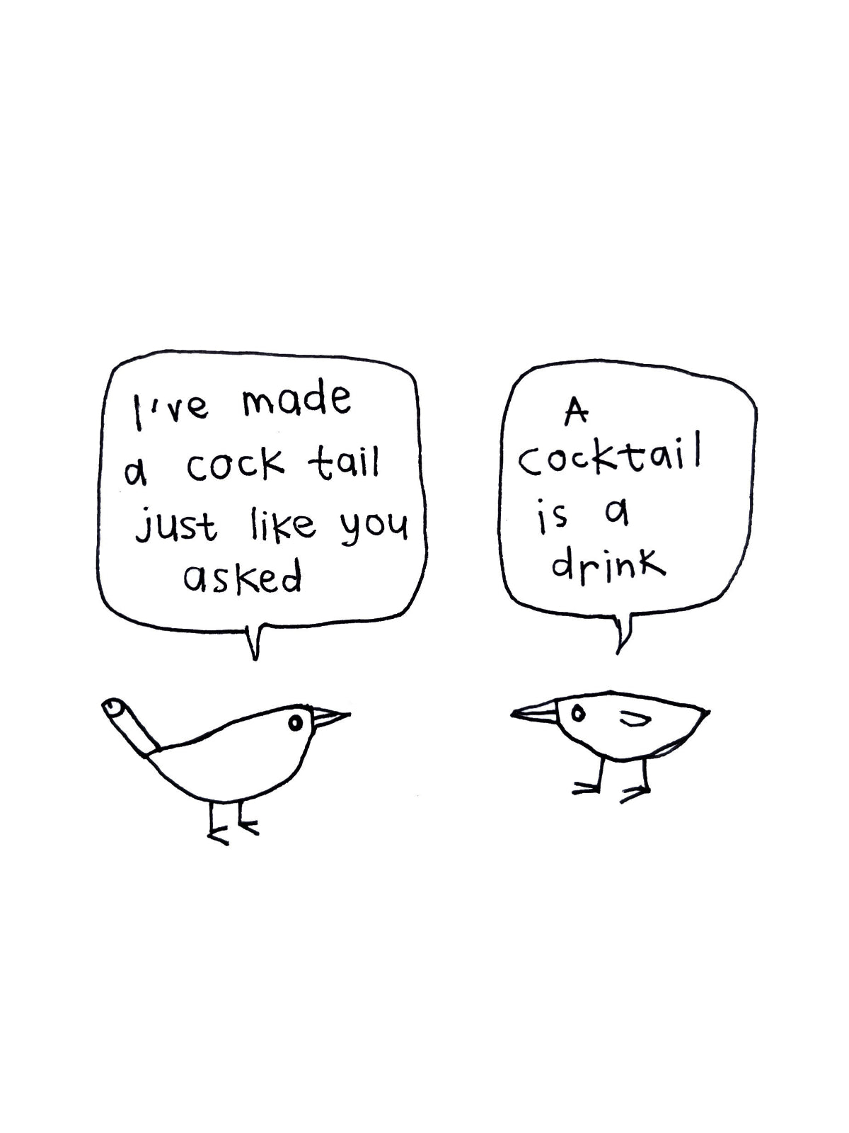 Funny Cocktail Bird Cock Card