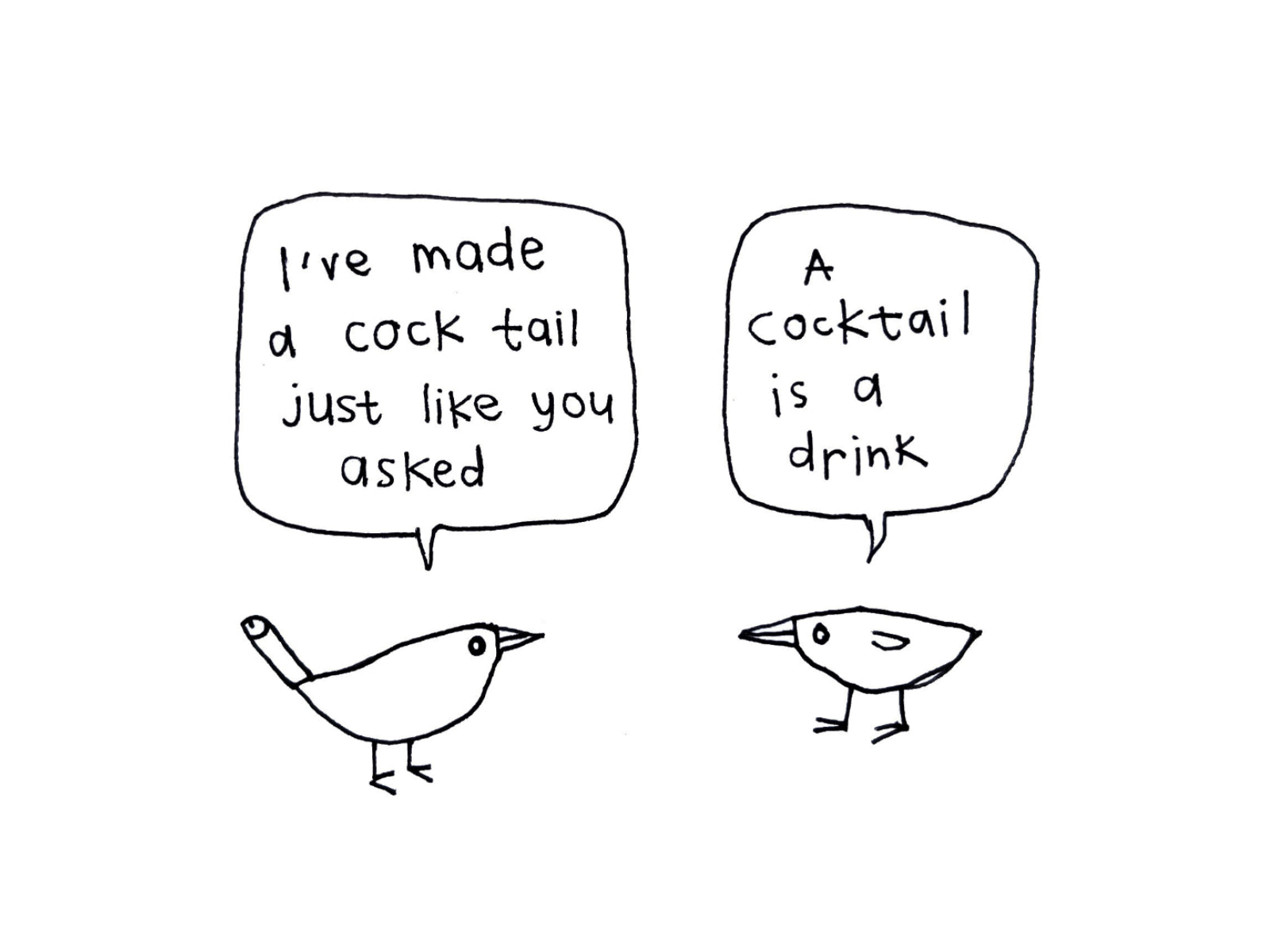 Funny Cocktail Bird Cock Card