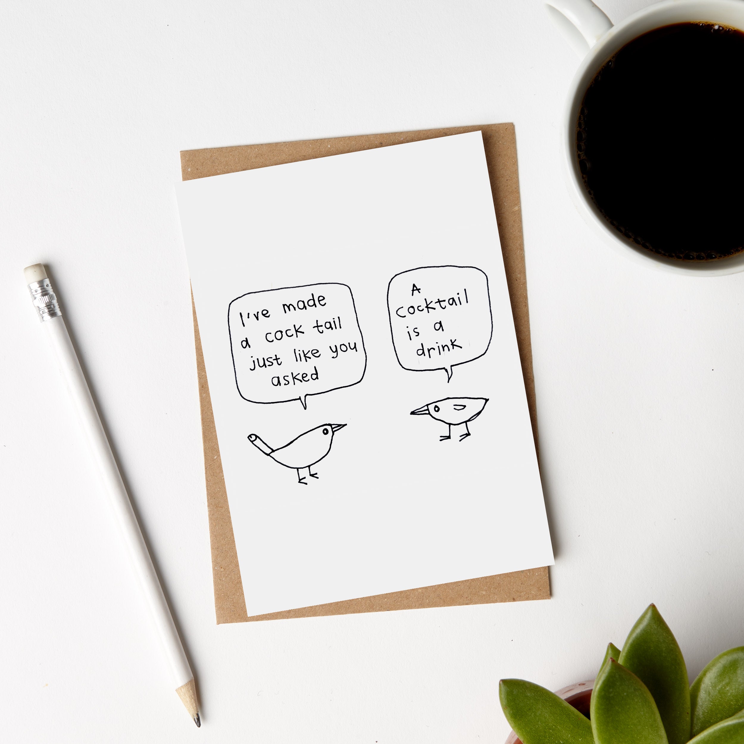 Funny Cocktail Bird Cock Card