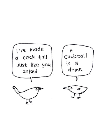Funny Cocktail Bird Cock Card