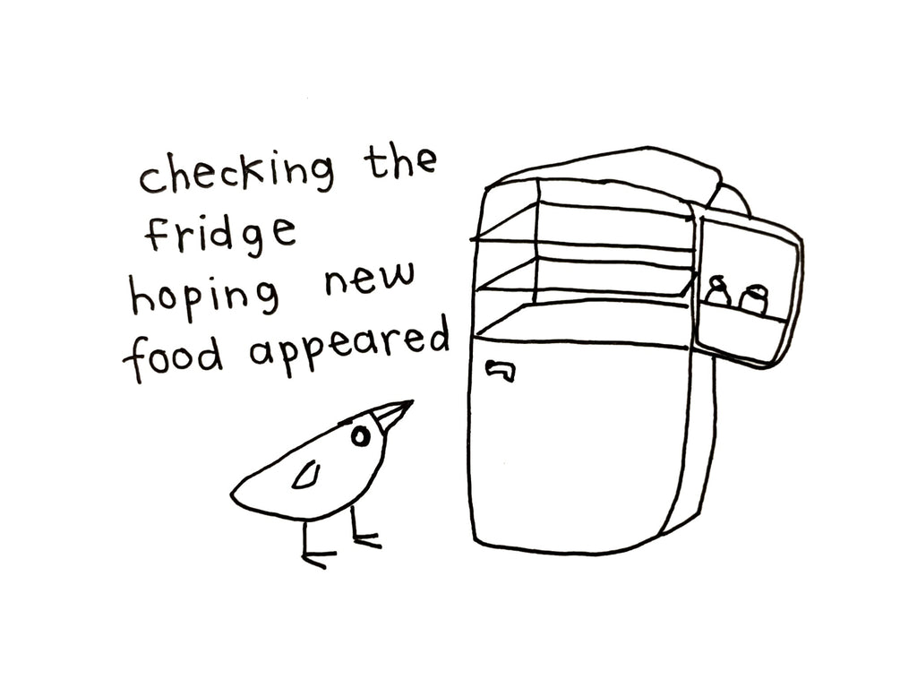 Checking the Fridge Card | Funny Illustrated Bird Card for Friends
