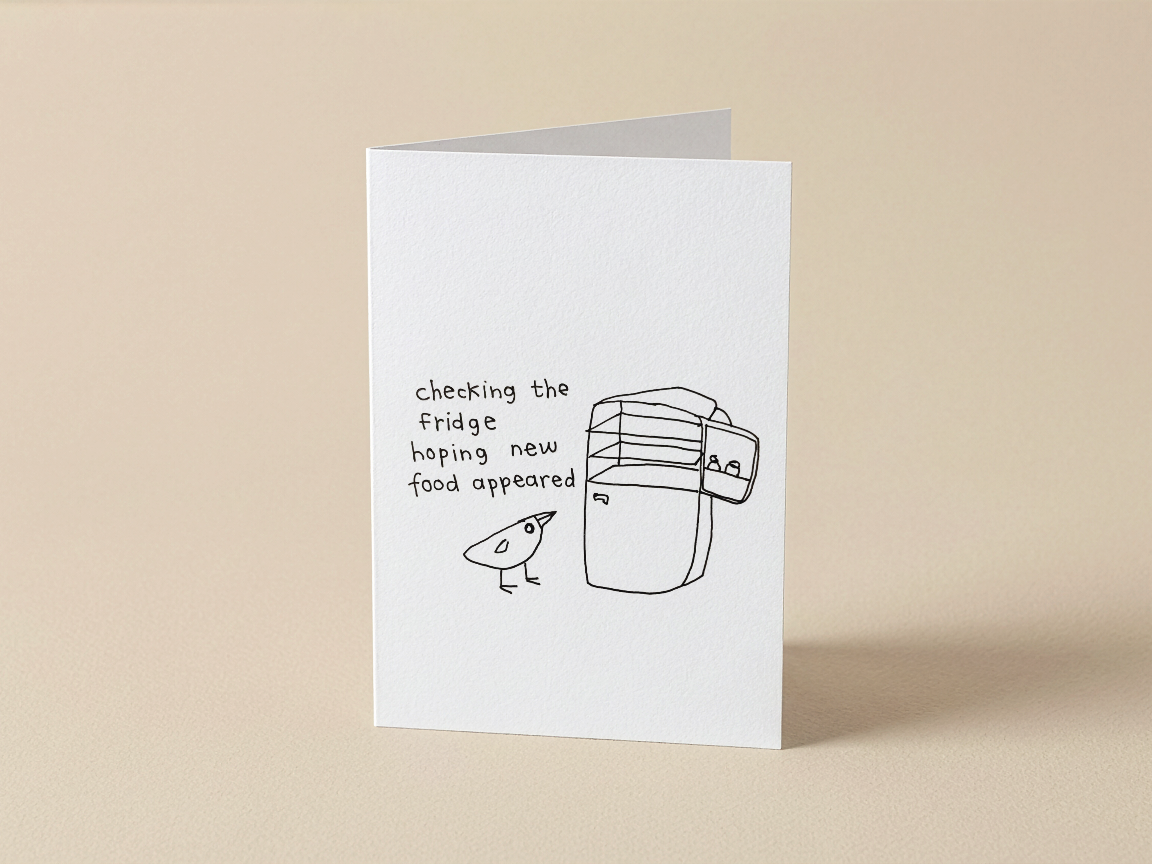 Checking the Fridge Card | Funny Illustrated Bird Card for Friends