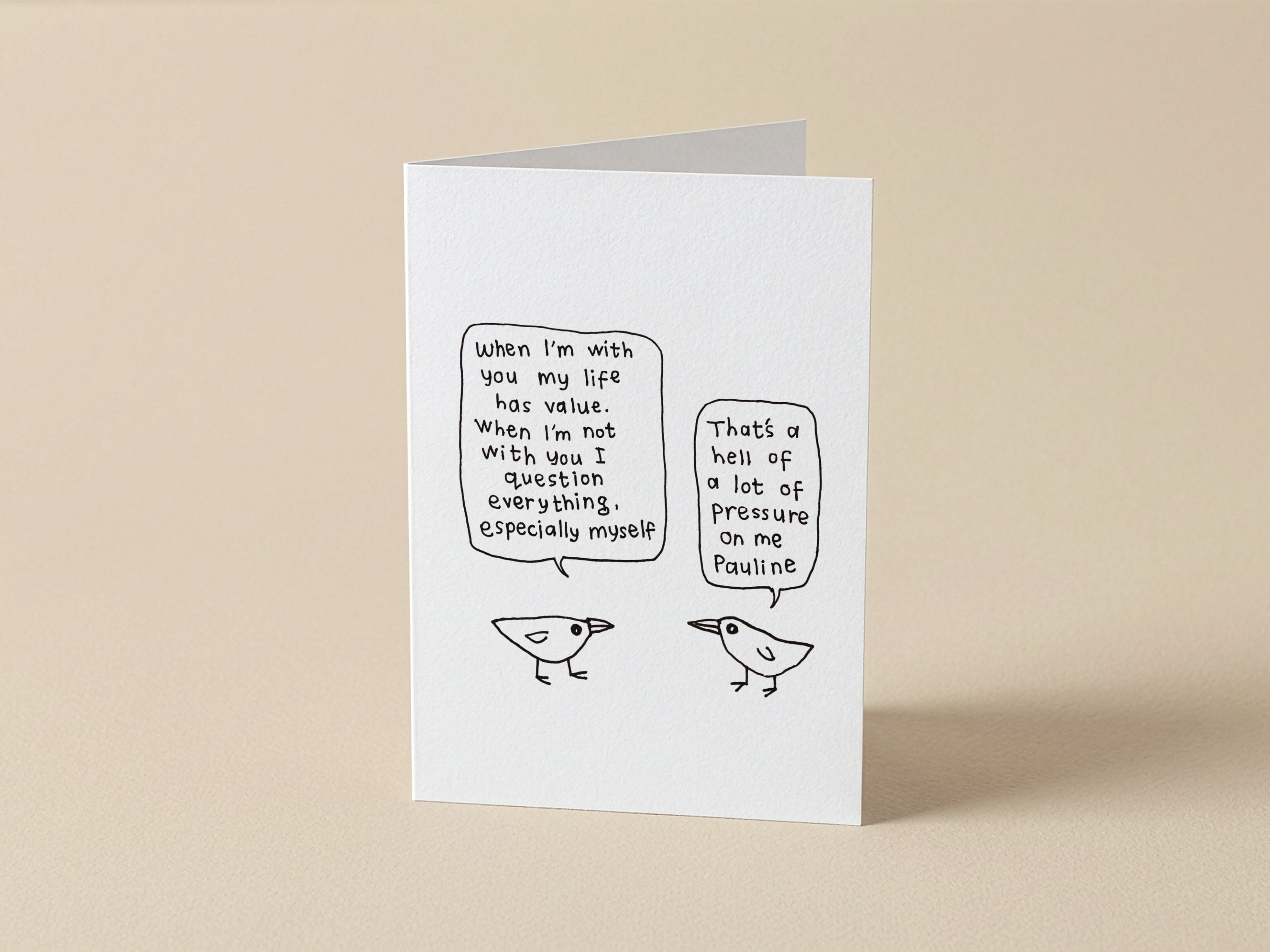 Pressure On Me Pauline Card | Funny Bird Card for Friends & Partners