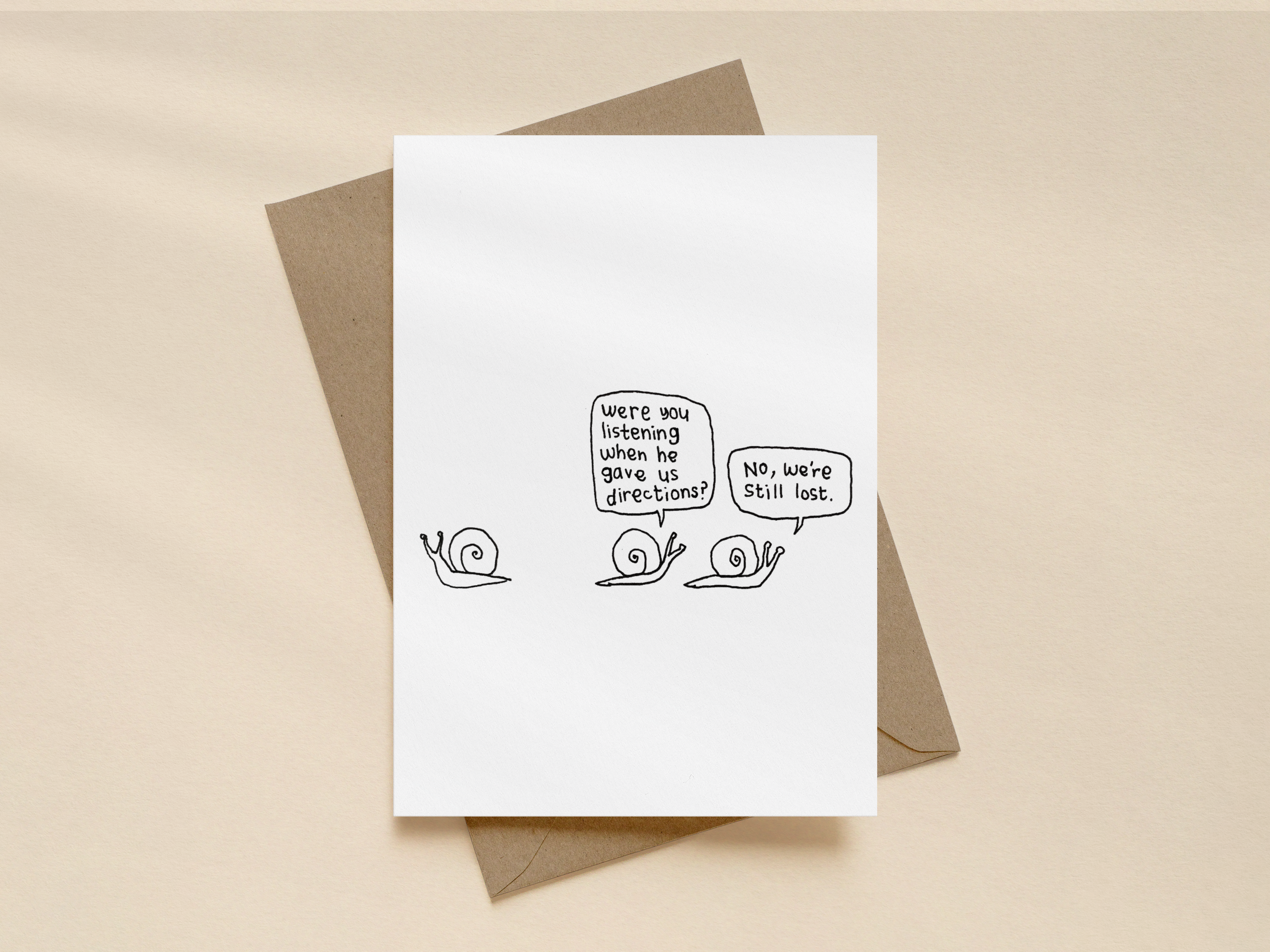 We're Still Lost Snails Card | Funny Illustrated Snail Card for Friends & Couples