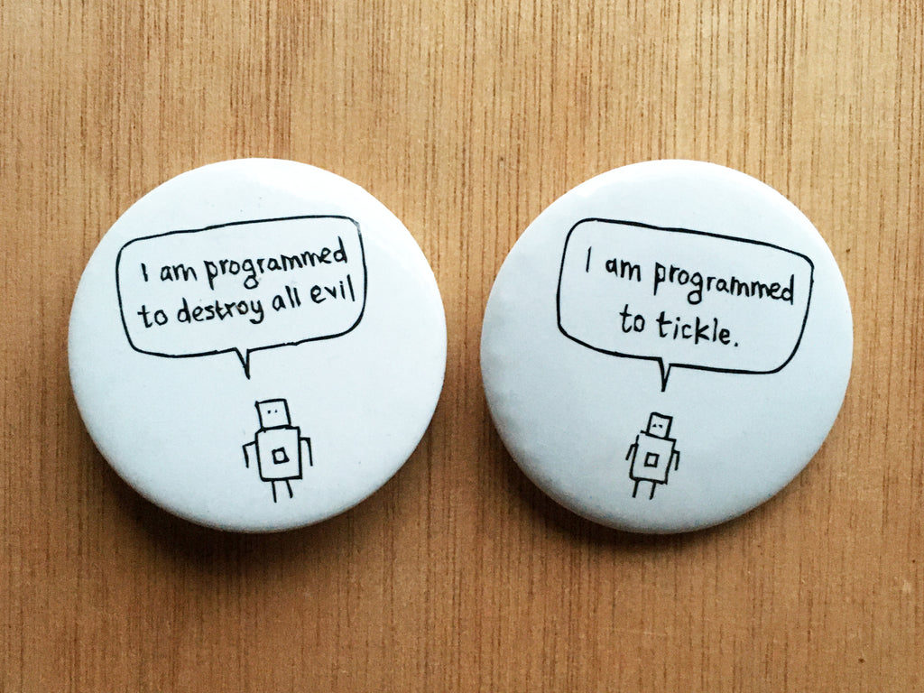 Robots Badge Set | Funny Badge Gift for Friend