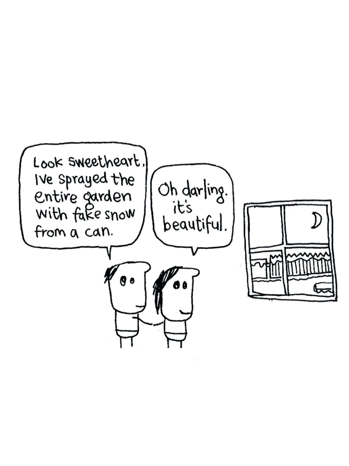 Fake Snow Can Couple Christmas Card